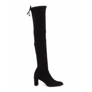 Stuart Weitzman 7.5 Landmark Over-the-Knee Black Suede Boots